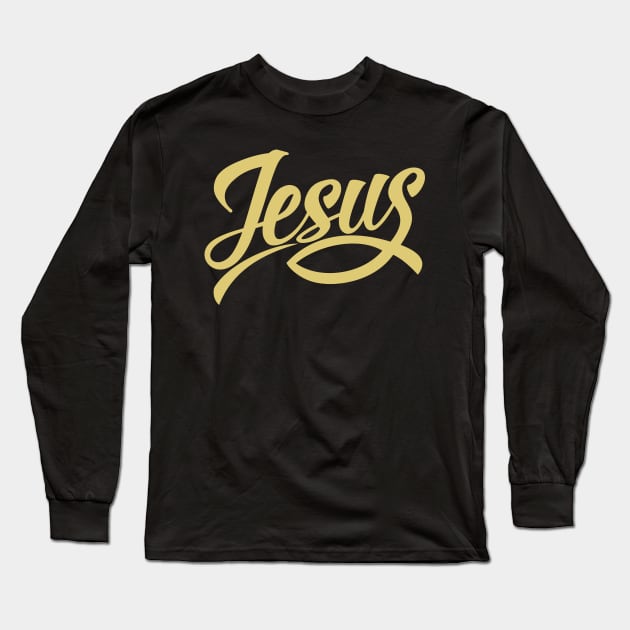 Lettering Jesus with the sign of the fish. Long Sleeve T-Shirt by Reformer